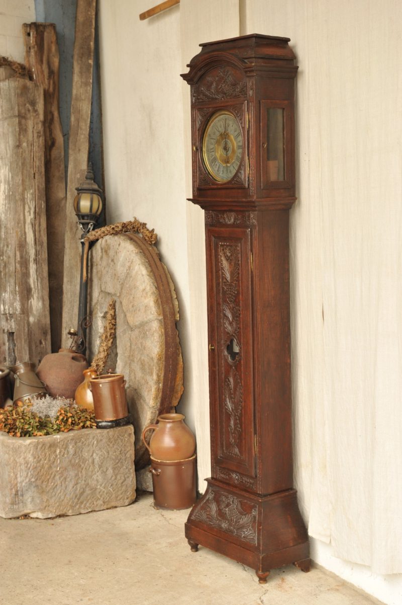 Bodenstanduhr Barock Eiche mit reichem Schnitzdekor