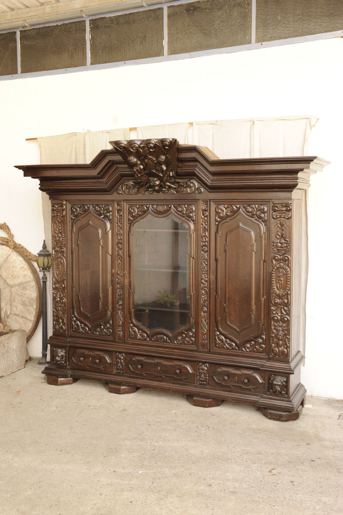 Danziger Barock Bücherschrank Eiche um 1880 - Antik im Hof