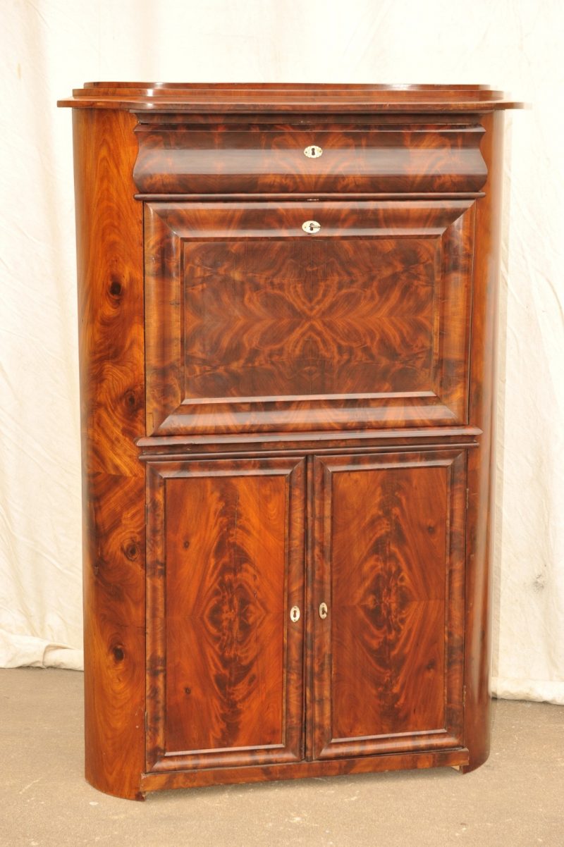 Eckschrank Sekretär Biedermeier Mahagoni