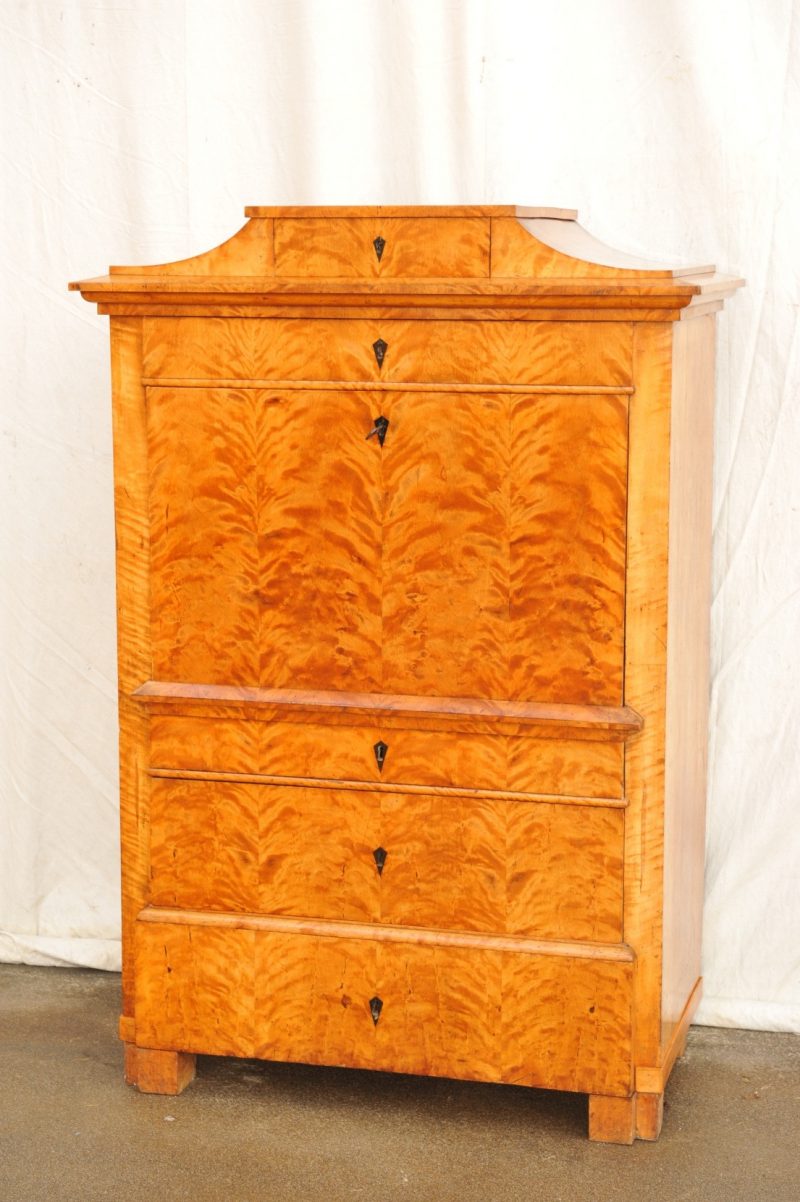 Biedermeier Standsekretär Birke furniert