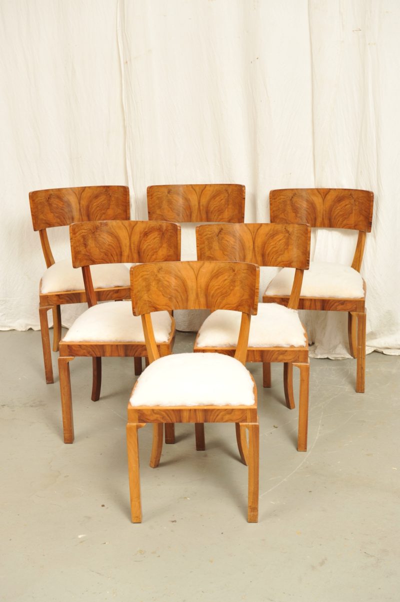 Art Deco Stühle mit gebogter Rückenlehne