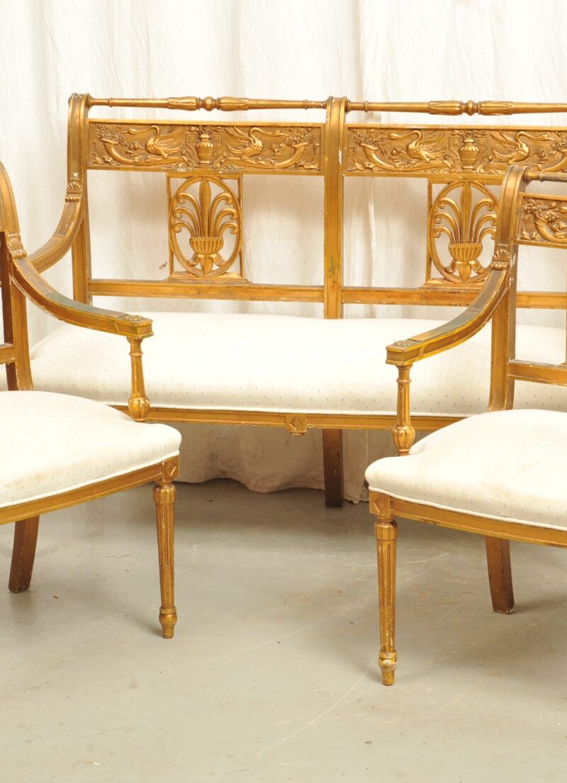 Sitzgruppe vergoldet Louis XVI Stil
