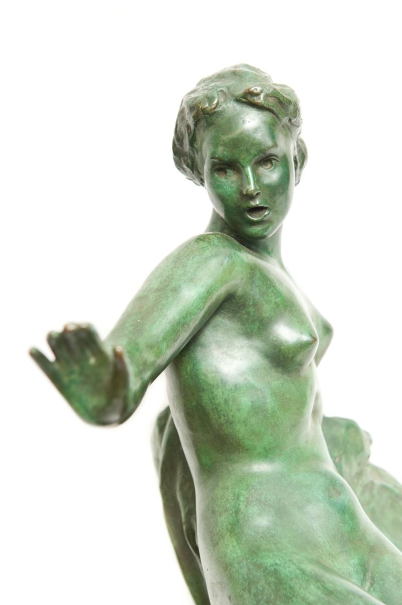 Art-Deco-Bronze-Frauenstatue von Paule Bisman