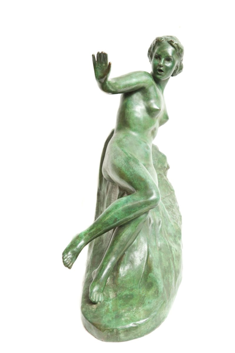 Art-Deco-Bronze-Frauenstatue von Paule Bisman