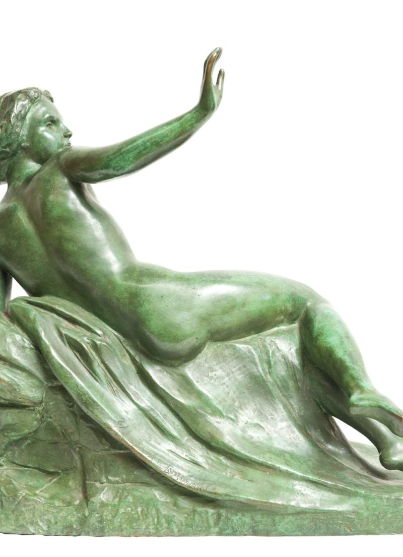 Art-Deco-Bronze-Frauenstatue von Paule Bisman