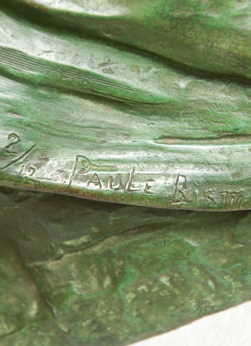 Signatur Art-Deco-Bronze-Frauenstatue von Paule Bisman