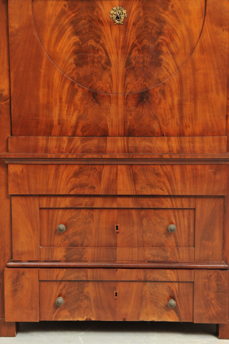 Detail konischer Schreibschrank Biedermeier Mahagoni